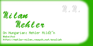 milan mehler business card